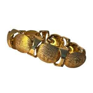 Vintage Womens Bracelet Gold Tone Chunky Jewelry Maximalism 80s 90s